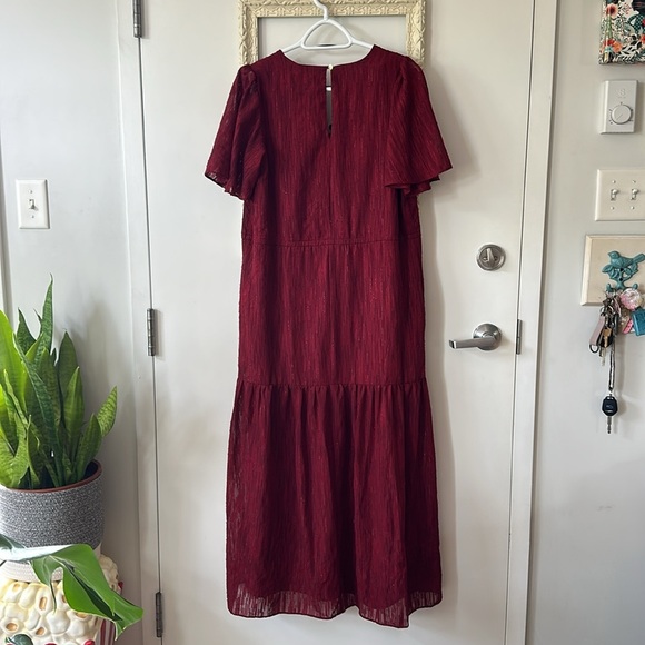 DONNA RICCO | Red Flutter Sleeve V-Neck Maxi Sundress - Picture 11 of 16